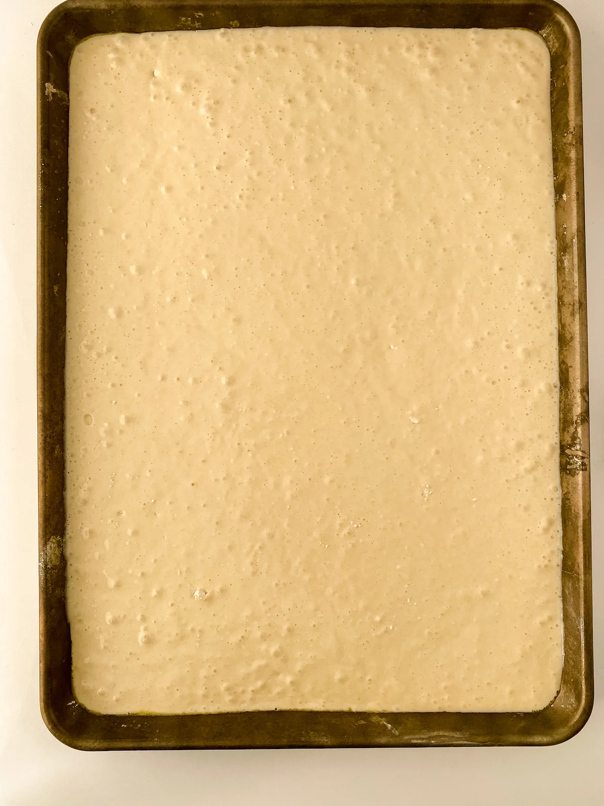 pancake batter in sheet pan