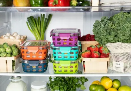 stackable containers in fridge; Fridge and Freezer Organized