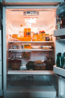 open door on fridge; Fridge and Freezer Organized