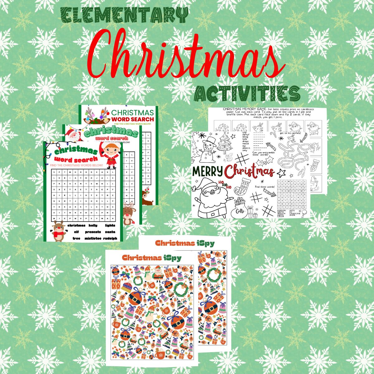 printable christmas elementary school activities