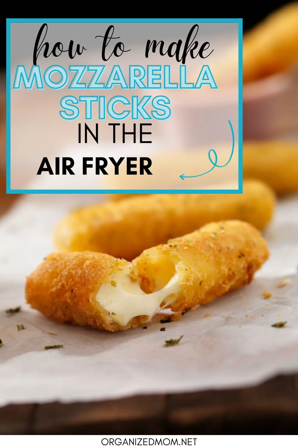 pinterest pin on how to make mozzarella sticks in the air fryer