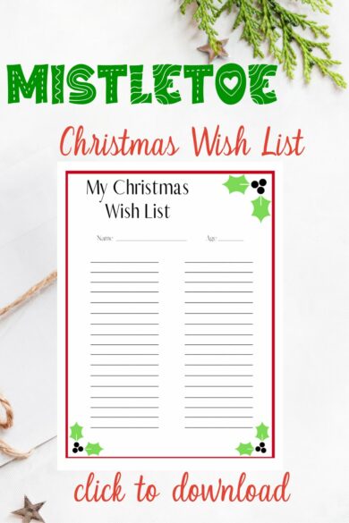 mistletoe Christmas wish list printable