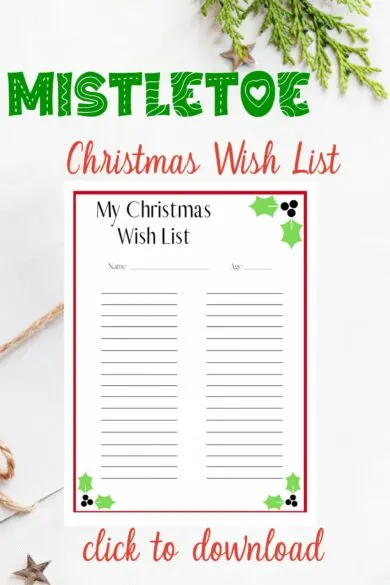 mistletoe Christmas wish list printable