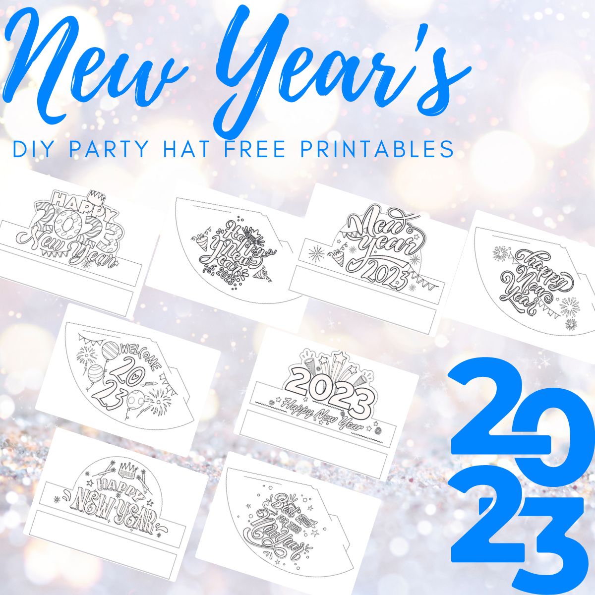 New Years hat printable diy templates for 2023