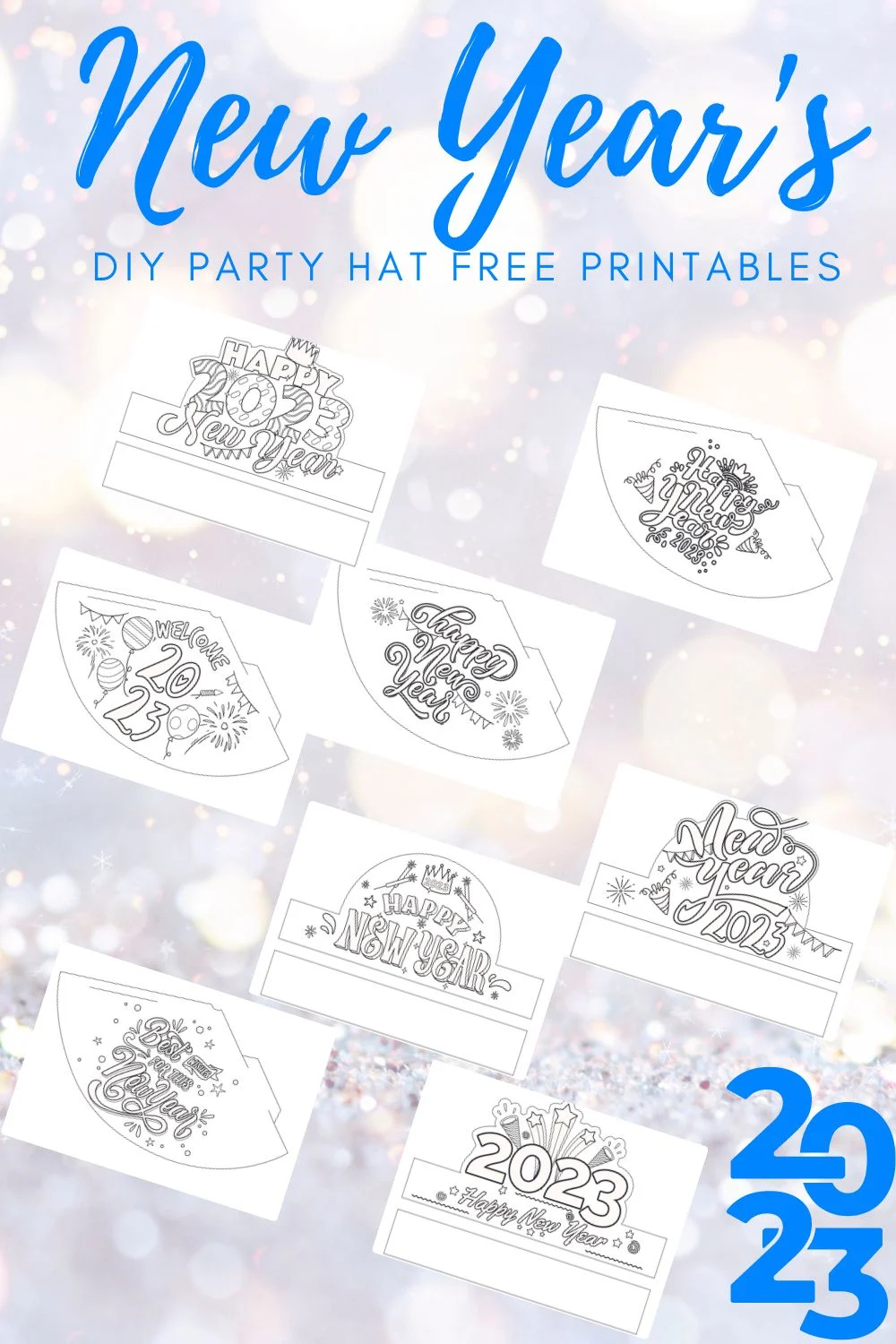 New Years hat printable diy templates for 2023