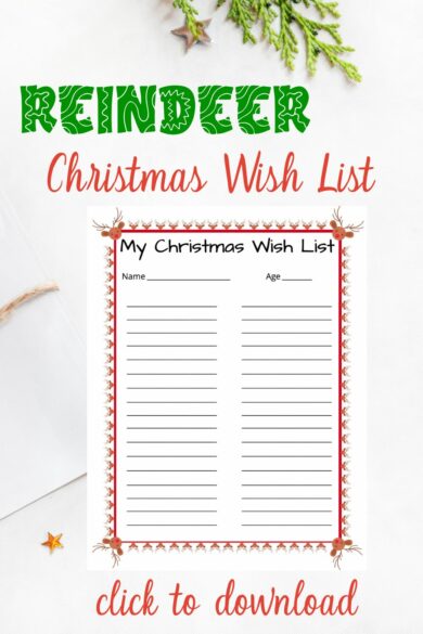 reindeer Christmas wish list printable