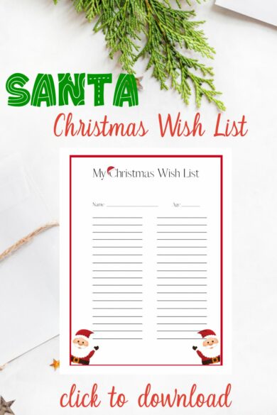 Santa Christmas wish list printable