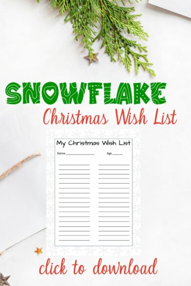 snowflake Christmas wish list printable