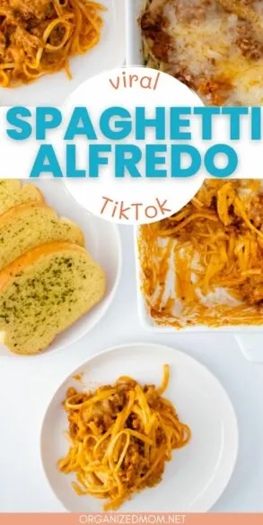 Pinterest pin about viral baked spaghetti alfredo