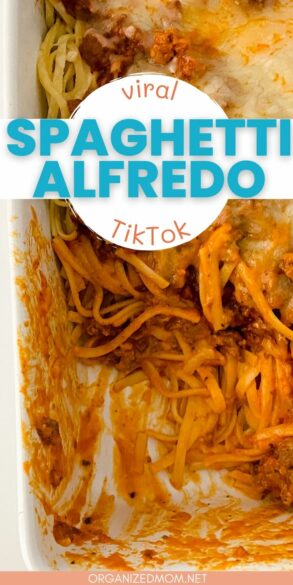 Pinterest pin about viral baked spaghetti alfredo