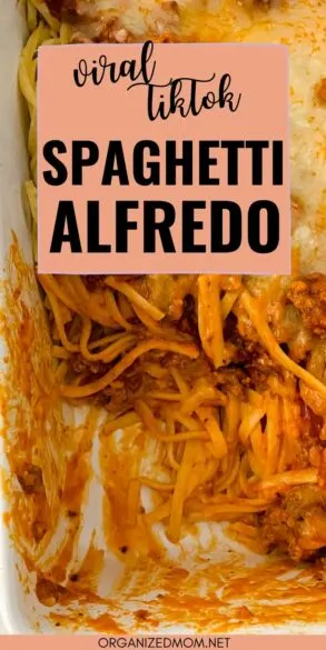 Pinterest pin about viral baked spaghetti alfredo