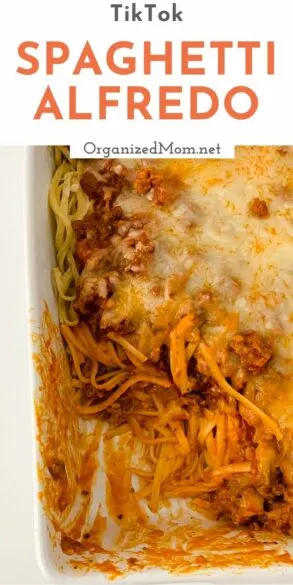 Pinterest pin about viral baked spaghetti alfredo