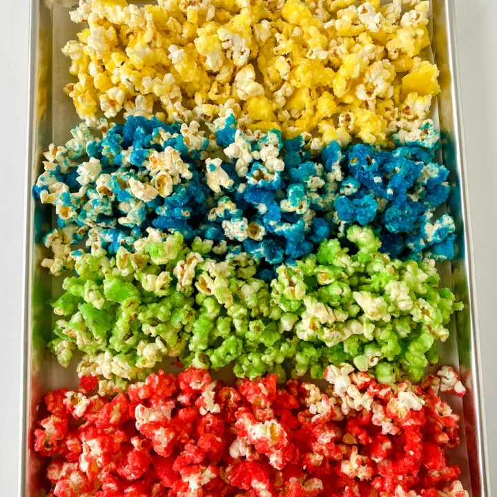 candied popcorn in four colors