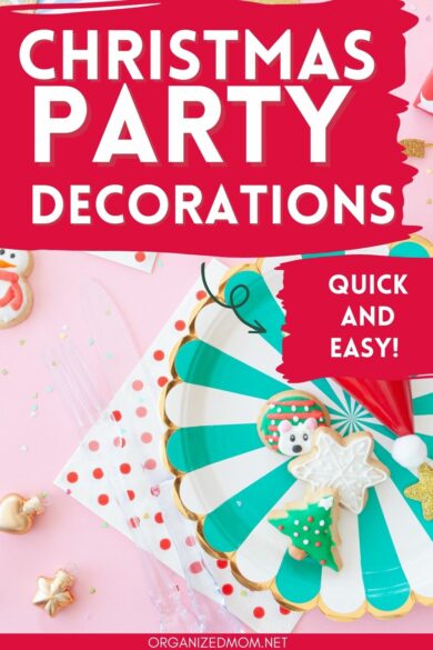 Pinterest pin about christmas party decorations