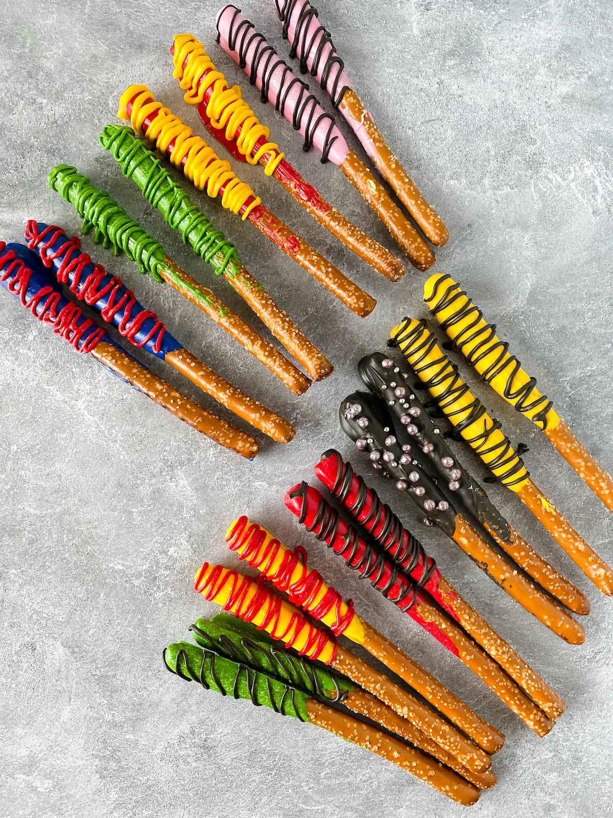 decorated pretzel rods