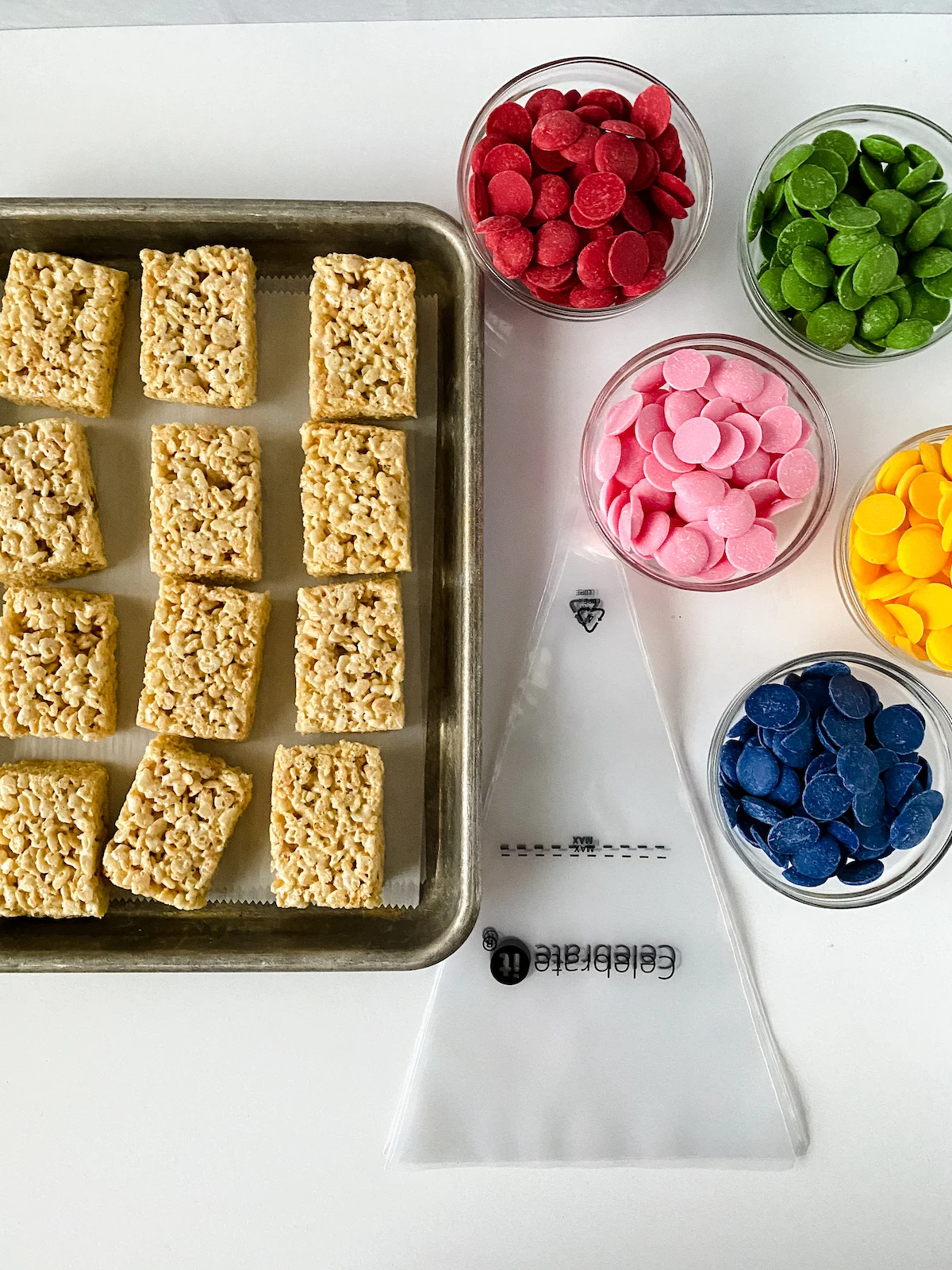 ingredients for decorated Rice Krispie Treats