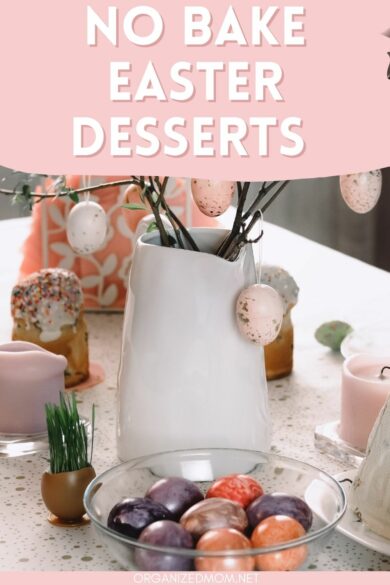 pinterest pin about no bake easter desserts