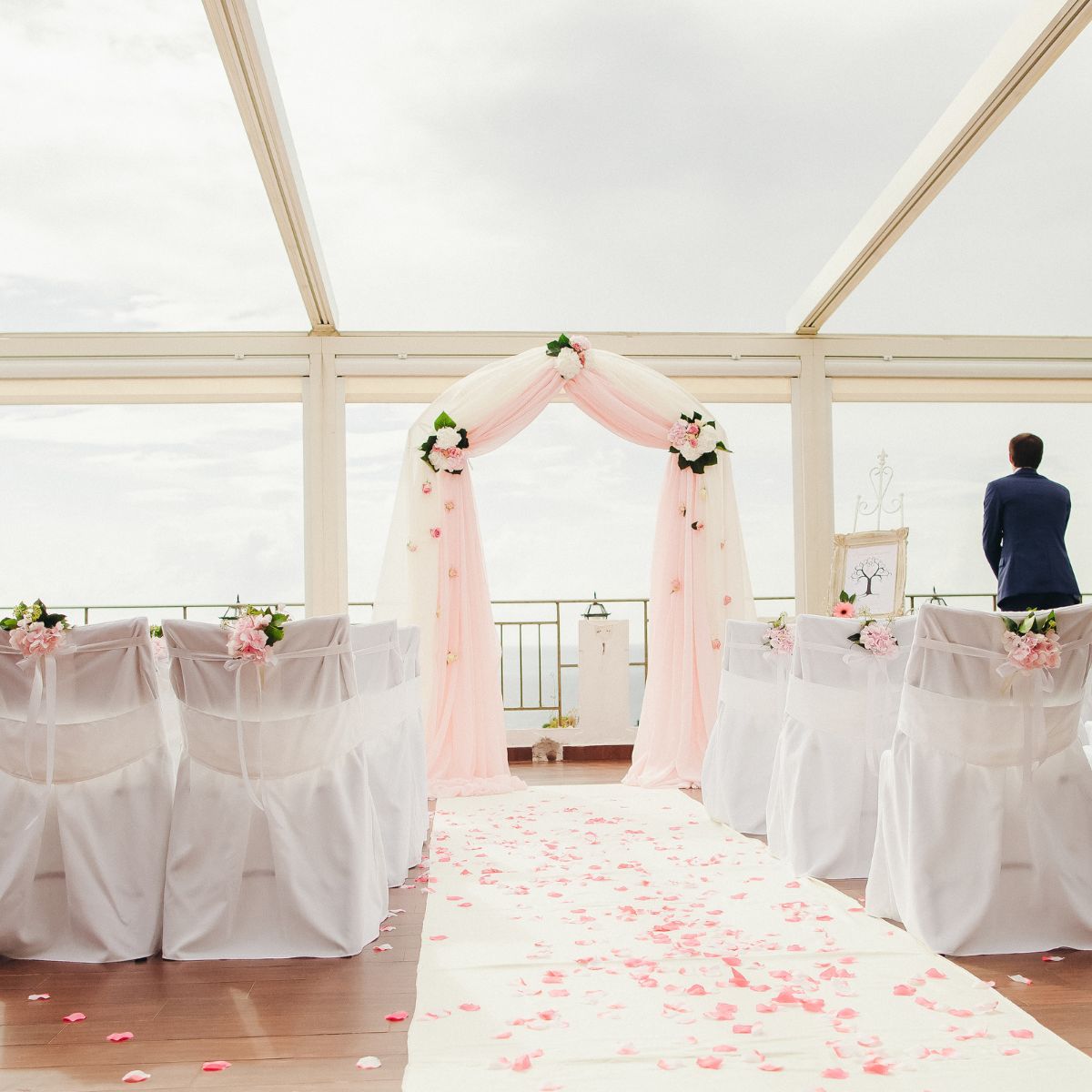 wedding arch with fabric