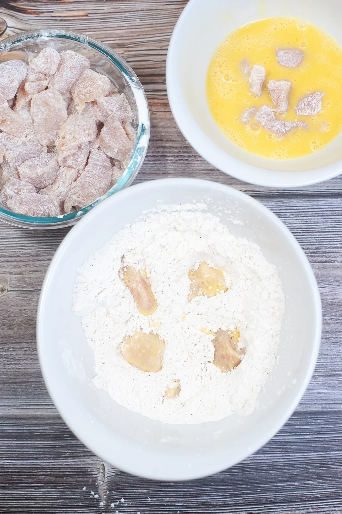 making chicken bites for copycat kfc bowl