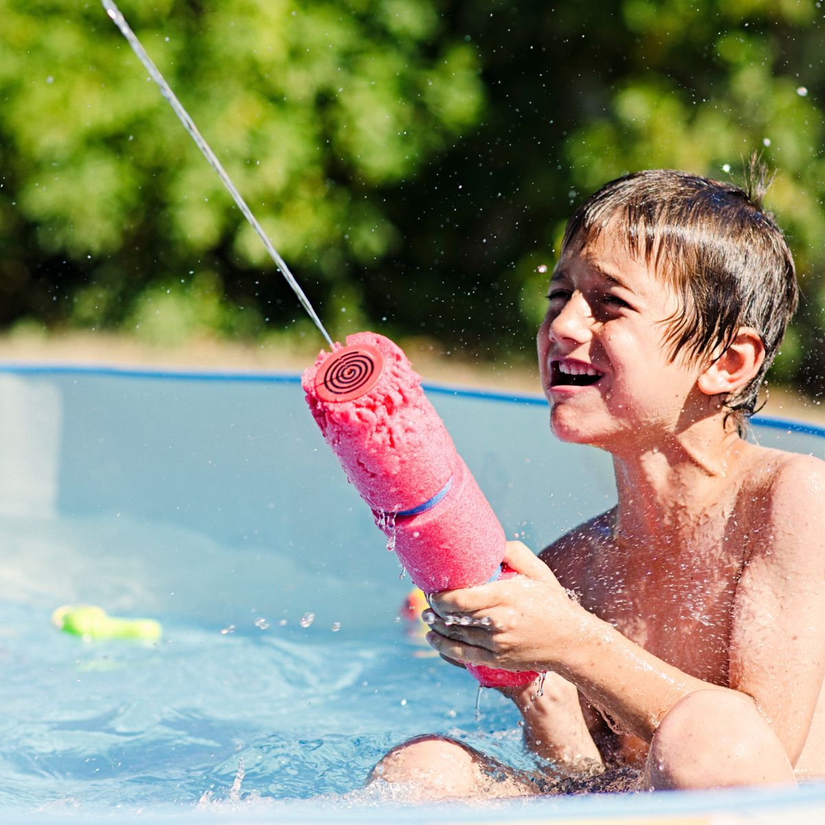 kid at summer pool party