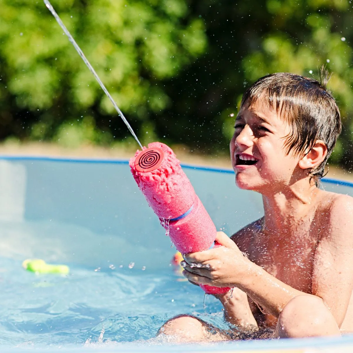 kid at summer pool party