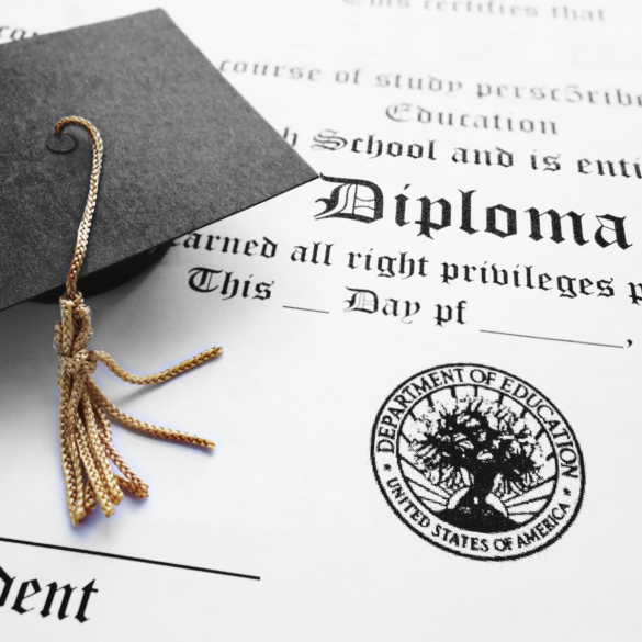 graduation cap and diploma; Homeschoolers Get a Diploma or GED