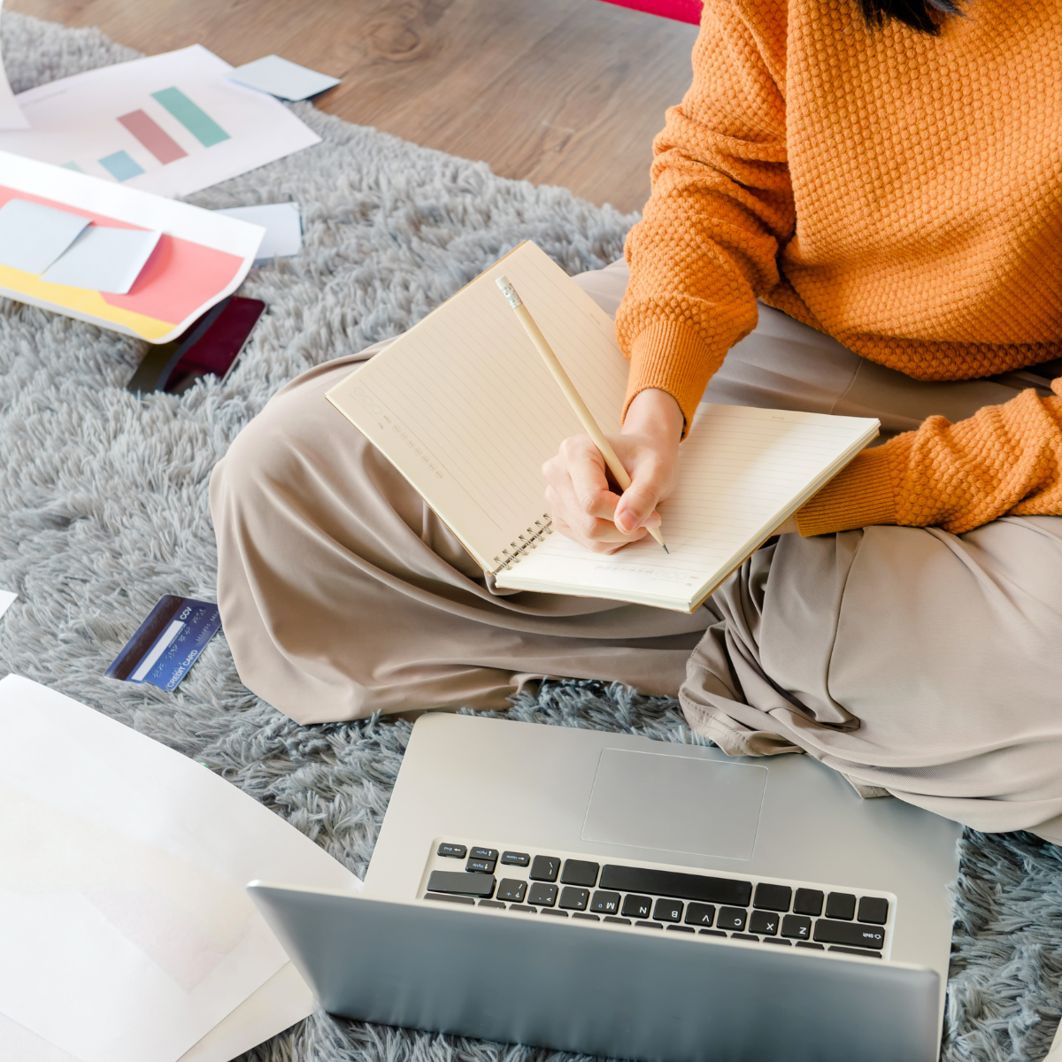 teen studying homeschool supplies