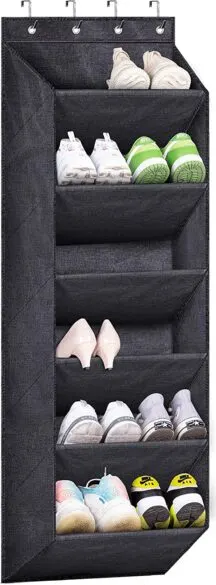 A behind the door shoe organizer that fits larger shoes.