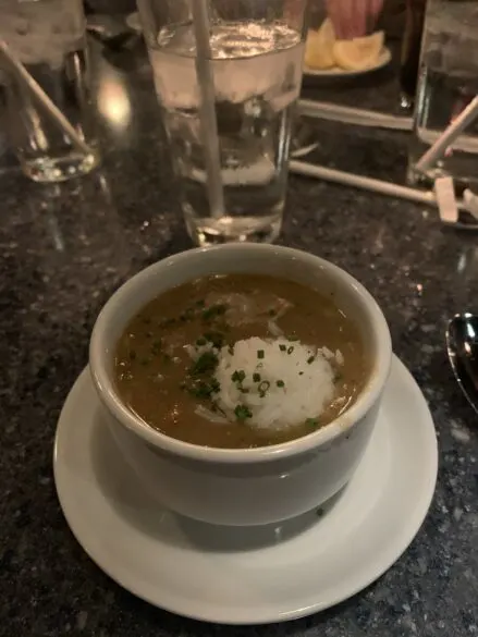 A cup of chicken gumbo.