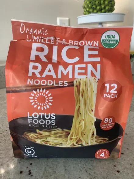 A package of Organic Millet & Brown rice ramen noodles.