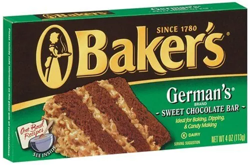 A box of Baker's German's Sweet Chocolate Bar.