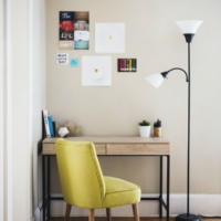 room with desk and chair