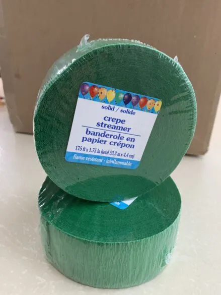 2 rolls of crepe paper.