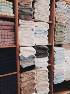 stack of towels; Saving Money on Your Bathroom Remodel